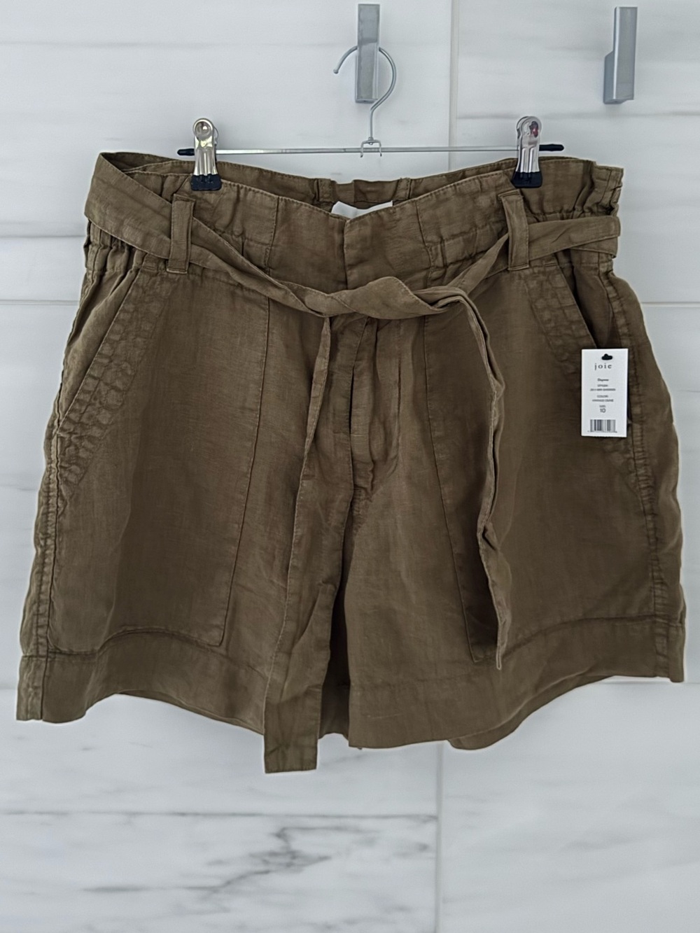 Joie Daynna Linen Shorts in Vintage Olive Size 10